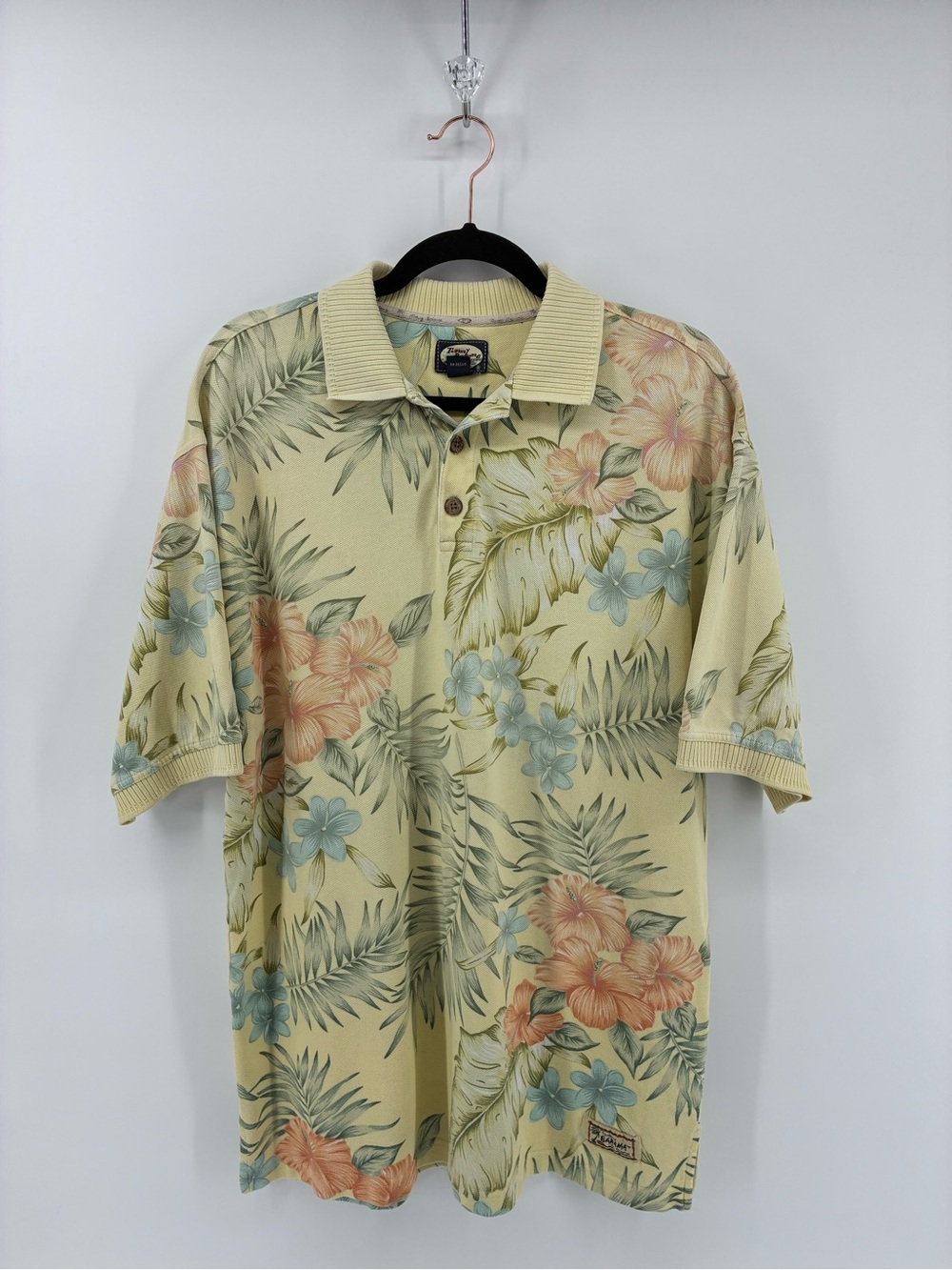 Tommy Bahama Men's Yellow Floral Tropical Polo Shirt